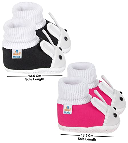 Neska-Moda-Set-Of-2-Pair-Unisex-Baby-Booties-for-1-to-2-Year-BlackPink