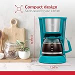 Holstein Housewares - 5-Cup Machine à café compacte, Teal - Pratique et convivial avec des fonctions de pause automatique et de service
