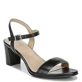 Naturalizer Womens Bristol Ankle Strap Chunky Block Heel Dress Sandal ,Black Smooth ,9M