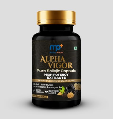Image of Alpha Vigor Premium Ayurvedic Herbal Supplement for Men | With Swarna Bhasma (20mcg) & Pure Shilajit 250mg (50% Fulvic Acid) | Ashwagandha, Safed Musli & Kaunch Beej | Daily Vitality & Energy Support | 60 Veg Capsules
