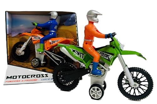 Modèle Moto Cross Moto Jouet Lumières Sons Réels et Musique avec Mouvement à Embrayage avec Pilote Moto pour Enfants Moto Jeu Dirt Bike Cross Modèle...