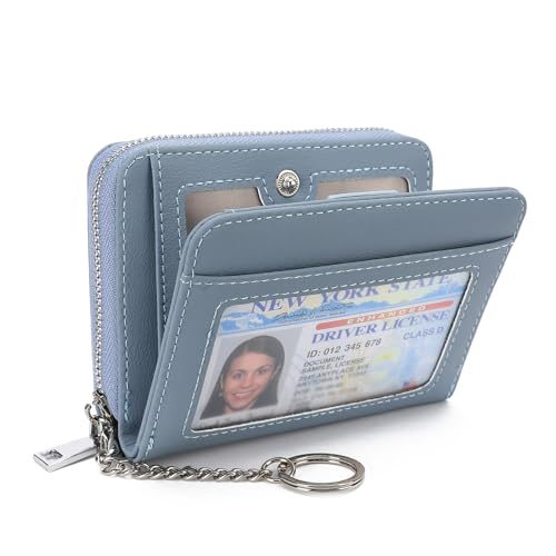 Image of GAEKEAO Wallet Women RFID Blocking Leather Credit Card Holder Compact Small Womens Wallet with ID Window Zipper Coin Pocket