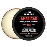 Live Bearded Beard Butter, 3 fl oz - Made in the USA - All-Natural Leave-in Conditioner and Softener with Shea | American Scent - Cedar, Vetiver, Bergamot