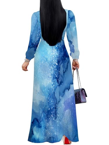 Image of SUZONANA Plus Size Dresses for Women Floral Print Maxi Dress Flowy 3 /4 Sleeve with Belt