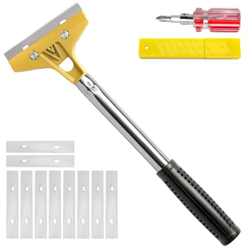 Wall Scraper Tool Cleaning Set Long Handle Wall Paper Removal Tool Non Slip Wallpaper Stripper Tools for Cleaning Scraping Putty