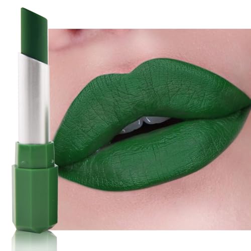 HHLTOH Sea Green Matte Lipstick - Pigmented Lip Crayon & Face Paint Stick for Women Everyday Halloween Birthday Party Wear Younger-Looking Lip Makeup Labial para fiesta de disfraces 18