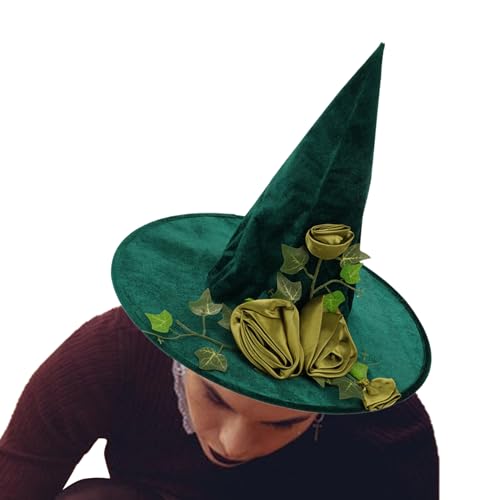 Halloween Witch Hat - Hat Magic Green No Tejido 40 Cm | Proporro De Vestuario De Cosplay De : La Forma Puntiaguda Clásica Proporciona Un Aspecto Elegante Y Mejora Las Celebraciones Para Las Fies