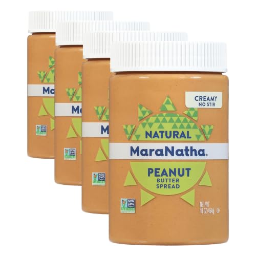 Image of MaraNatha Natural Creamy Peanut Butter Spread, No Stir, 16 Ounce Jar (Pack of 4)
