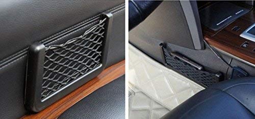 Image of Universal Car Seat Side Storage Net Pocket, Elastic Mesh Phone Holder, Accessories for Mobile Phone, Wallet, Keys, Sunglasses Automobiles, Pocket Organizer String (Black, 1 Pcs)