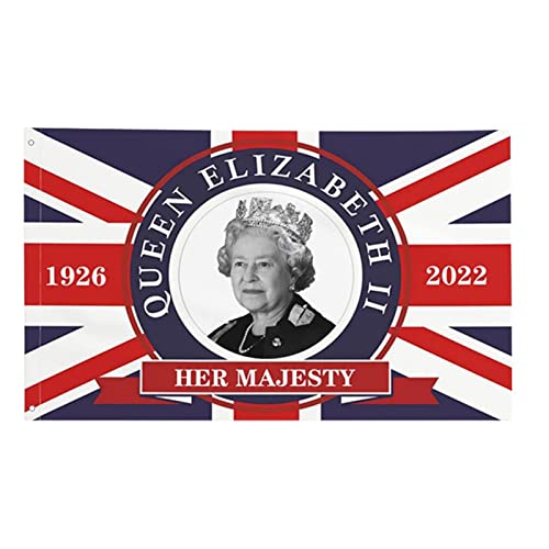 SYNYEY 2 Pcs Drapeau de deuil de la Reine Elizabeth II - 90x150cm À la mémoire du Drapeau Britannique Queen Garden - Mémorial Union Jack Drapeau du Royaume-Uni pour la Reine Elizabeth II 1952-2022 Cover