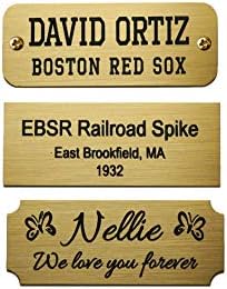Size: 2" W x 3/4" H, Personalized, Custom Engraved, Brushed Gold Solid Brass Plate Picture Frame Name Label…