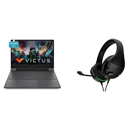 Image of HP Victus Gaming 12th Gen Intel Core i7 12650H 15.6 inch(39.6 cm) FHD Gaming Laptop & HyperX CloudX Stinger Core Gaming Headset (HX-HSCSCX-BK) - Green