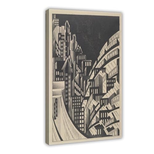 Impression sur toile haut de gamme Louis Lozowick avec cadre à suspendre