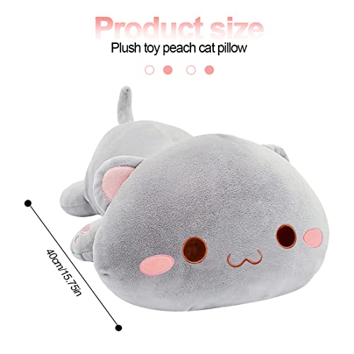 Zaloife Plüschtier Katze, Plush Plüschfigur 40cm, Stofftier Plüsch, Kuscheltier Puppe Geschenk für Kinder(Grau)