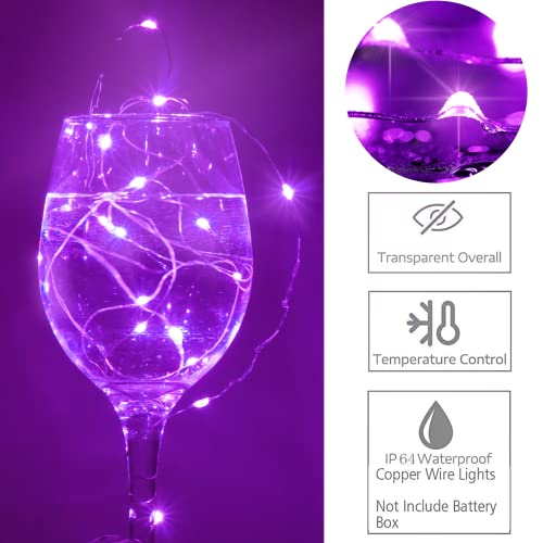 15 Packs 20 Led Purple Fairy Lights Battery Operated 6.6Ft Silver String Lights Waterproof Firefly Starry Light For Diy Table Centerpieces Wedding Halloween Christmas Party Decor #TOP5