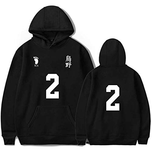 Yumenam Haikyuu - Sudadera unisex con capucha para la escuela secundaria, voleibol, disfraz de cosplay de Hinata Shoyo Kageyama Tobio, sudadera para hombres, mujeres y adolescentes, Negro B, XXXL