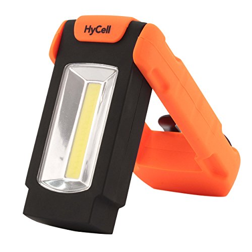 HyCell LED Werkstattlampe Flexi magnetisch & klappbar - Profi Arbeitslampe mit 128 Lumen - Vielseitige Taschenlampe mit Halteclip für Auto & Werkstatt Zubehör - LED Arbeitsleuchte inkl AAA Batterien