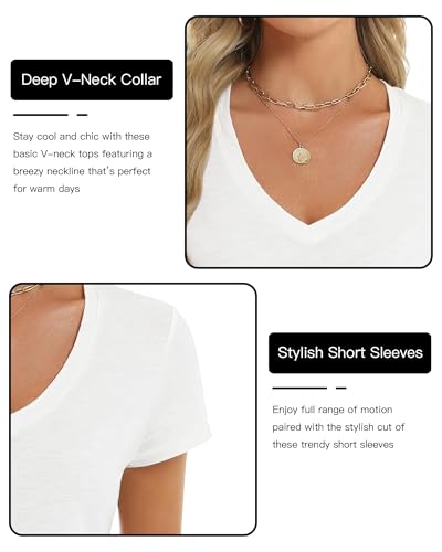 Stelle Womens Modal Soft T Shirts Short Sleeve V Neck Basic Tee Casual Loose Fit Tops Lightweight Soft Summer Outfits Clothes4