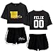 Produktbild Flyself Damen Kpop Stray Kids T-Shirts & Kurze Hose Set Sport Sommer Crop Tops Anzug Frauen Bauchfrei Bang Chan Changbin Hyunjin Jisung Minho Woojin