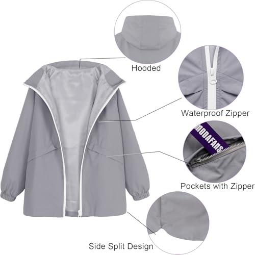 Image of MODAFANS Boys Girls Rain Jacket Waterproof lined Hooded RainCoats Windbreaker