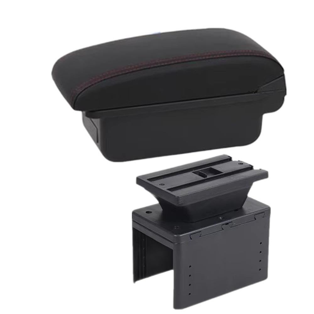 FSOZDBBPL For Nissan Micra K14 2020-2024 Car Armrest Box Center Storage Box Interior Retrofit Parts Interior Parts(A1 red line No USB)