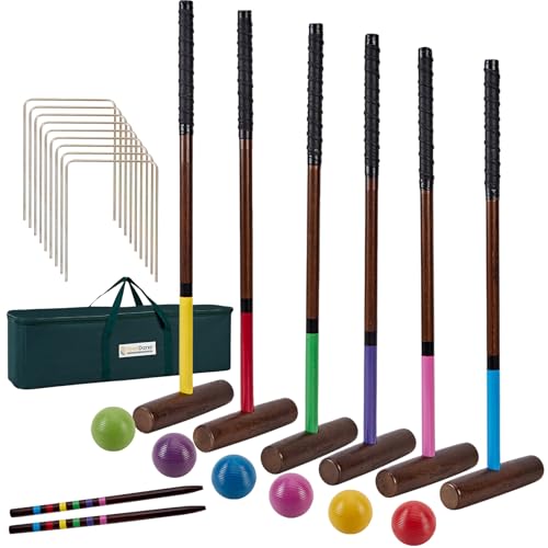 SpexDarxs 28’’ Six Player Croquet Set, Croquette Kit with Premium