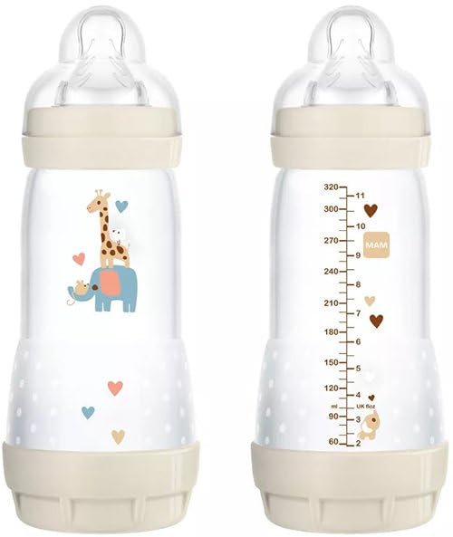 MAM Easy Start Babyflasche, 320 ml, Anti-Kolik-Fläschchen für gemischtes Stillen, reduziert Luftblasen und das Risiko von Koliken, Babyzubehör 4+ Monate, selbststerilisierend und mit Sauger Größe 3