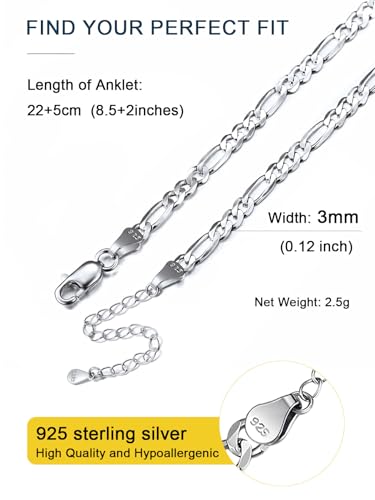 Image of ChainsPro Resizable Anklet Chain for Women Men, Figaro /Wheat /Twist Rope /Cuban Foot Bracelet-Strong with Good Clasp-18K Gold Plated(Send Gift Box)
