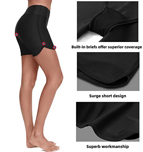 Yilisha Womens Tummy Control Swim Shorts Black Plus Size High Waisted Bikini Bottoms Swimsuit Shorts Swim Bottoms Swimwear thumb #5