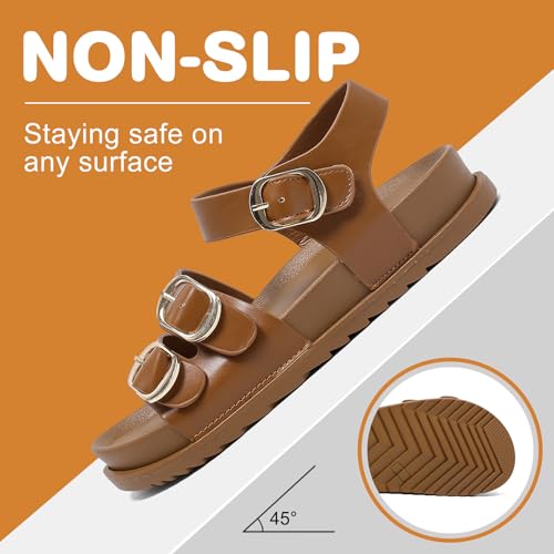 youermei Unisex Kids Sandals With Back Strap, Boys Adjustable Buckle Summer Slides Outdoor, Girls Non Slip On Beach Slippers, Toddler Eva Cloud Pillow Footbed Flat Shoes Indoor3