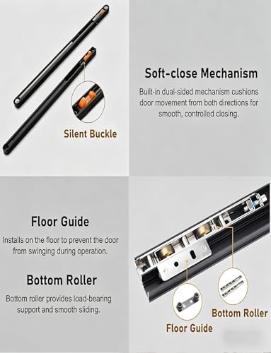 Concealed Sliding Barn Door Hardware Kit with Soft Close System, Invisible Closet Door Track for Hidden Sliding Doors, Ghost Track - 63in (160cm) Easy Install
