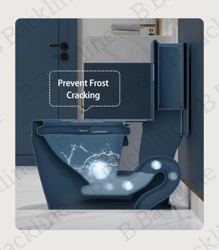 Image of B Backline Ceramic Commode for Toilet /Siphonic Western Toilet Commode /One Piece Floor Mount Commode with Soft Closing Toilet Seat - 12 inch Inch S Trap Outlet Is From Floor (Blue Glossy)