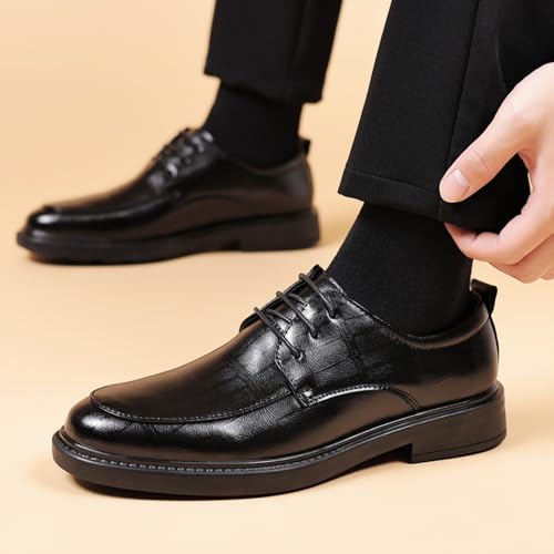 Image of Men's Dress Shoes Casual Oxford Lace-up Fashion Business Formal Shoes Black 44