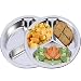 AIYoo Round Divided Plates 2 Pack 304 Stainless Steel Mess Trays 9.5 Inch 3 Sections Food Plate for Kids,Camping, Lunch and Dinner or Every Day Use