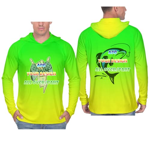 Custom Men's Sun Protection Long Sleeve Hoodie, Personlized UPF 50+ UV Shirts, Quick-Dry Hiking Fishing Swim TShirt