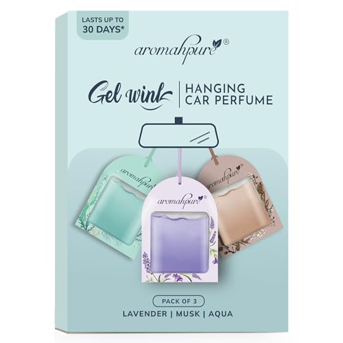 Image of Aromahpure Gel Wink Hanging Car Perfume | Long-Lasting Gel Based Car Air Freshener | Car Accessories | Last Up to 30 Days (Musk-Aqua-Lavender)