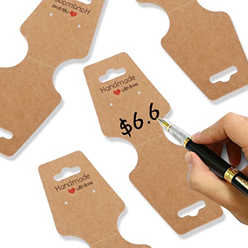 200PCS Bracelet Display Cards Sturdy Necklace Holder Cards Self Adhesive Jewelry Packaging Selling Card for Small Business of Keychain Earring Hair Band and Scrunchies Hanging - Image 4