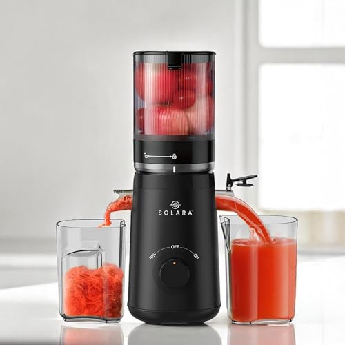 Image of SOLARA Cold Press Juicer for Home With Automatic Fruit Cutting, Masticating Juicer Machine (10% More Juice), All-in-One Cold-Press Juicers, Slow Juicer for Fruits & Vegetables, Black