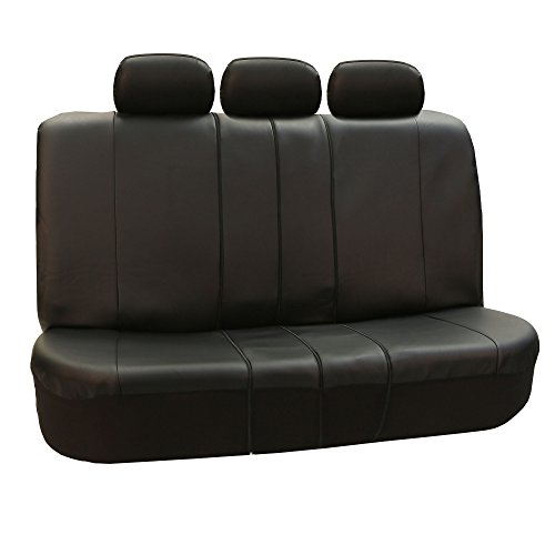 FH Group Car Seat Covers - PU Leather Universal Fit, Automotive Airbag Compatible, Split Bench Rear Seat Cover for SUVs, Black