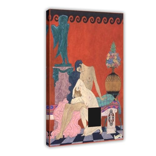 Impression sur toile haut de gamme Les Chansons de Bilitis Georges Barbier avec cadre à suspendre