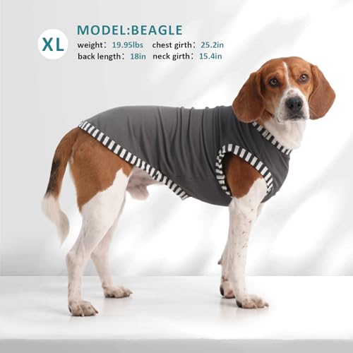 Katzinst 2er Pack Hundeshirt für Großer Hunde, Sonnenschutz, Elastisches und Atmungsaktives Ärmellose Hundeshirts für Heißes Wetter, Sommer Shirt für Golden Retriever,Gehen, Laufen(Grau, Blau 3XL)