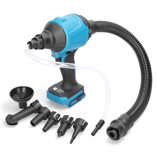 Dust Blower for Makita Battery 18V, Cordless Air Blower with Brushless Motor, Continuously-Variable-Transmission, LED Lamp, 7 Multi-Use Accessories for PC Keyboard, Pool Toy (Battey NOT Included)