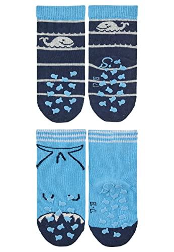 Baby Boys' Crawling Socks, Double Pack Whale, ABS Socks