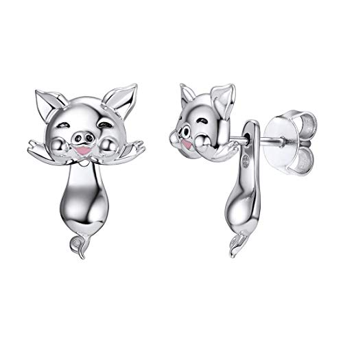 925 Silver Cute Pig/Panda Bear/Dog/Cat Earrings Stud Solid Sterling Jewelry 