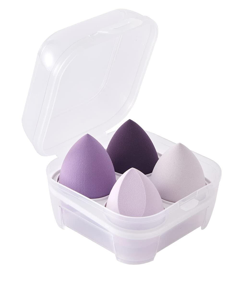 4 Piece Make Up Sponges Set Beauty Foundation Mixing Sponge Blender for Liquid, Powder, BB Cream and Sun Cream (purple)