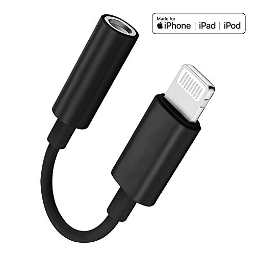[Apple MFi Certified] Lightning to 3.5 mm Headphone Jack Adapter Compatible iPhone 11/11 Pro/11Pro Max/8/8Plus/X/Xr/Xs/7/7 Plus, Music Control & Calling Function Supported,Support iOS 13,12,11,10.3