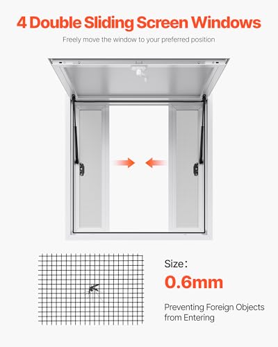 Image of VEVOR Concession Window 36 x 36 Inch, Concession Stand Serving Window Door with Double-Point Fork Lock, Concession Awning Door Up to 85 degrees for Food Trucks, Glass Not Included