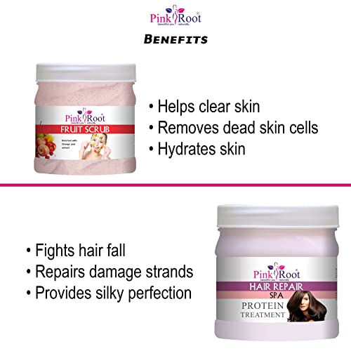 Image of Pink Root Fruit Scrub 500gm with Hair Repair Spa Cream 500gm