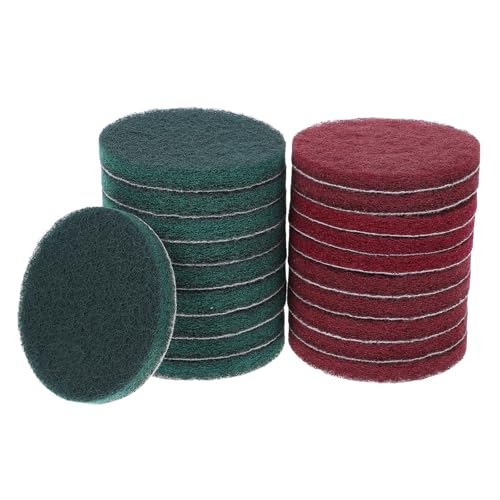 CONGARTENO 20 Almohadillas Abrasivas Redondas Autoadhesivas para Taladro 4 Pulgadas 320 Rojo y Verde Reutilizables para Limpieza Multiusos en Cocina Hogar y Oficina