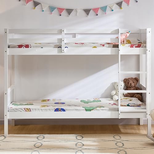 Junior Vida Gemini Bunk Bed Detachable Kids Children Single 3ft Bed Frame Pine Wood (White) Junior Vida Gemini Bunk Bed Detachable Kids Children Single 3ft Bed Frame Pine Wood (White)